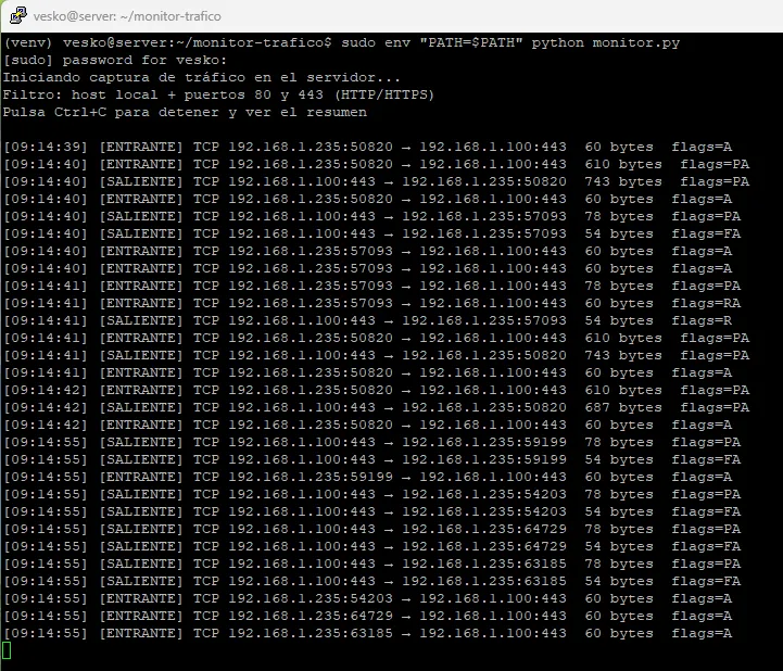 Monitorizar tráfico saliente y entrante de una web con Python caso real