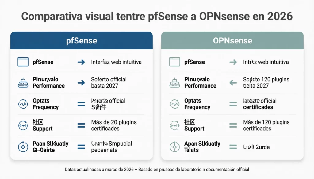 Comparativa visual entre pfSense y OPNsense en 2026