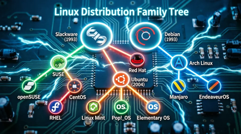 Árbol genealógico de distribuciones