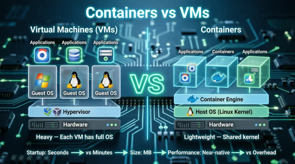 Diagrama de contenedores vs VMs