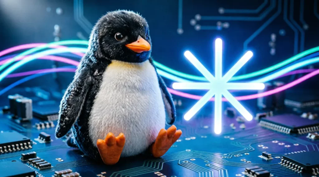 Tux (pingüino) + logo Linux